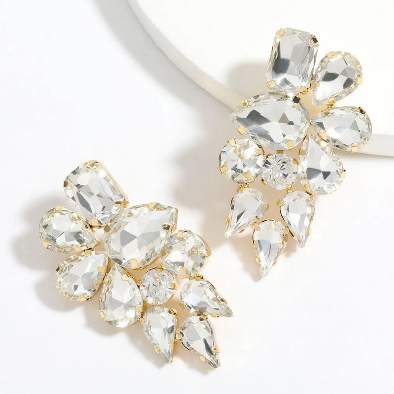 Autumn Metal Rhinestone Stud Earrings Women's Accessories