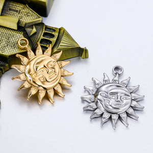 3pcs Stainless Steel Charms Sun Moon Face Pendants Vintage DIY Jewelry Making
