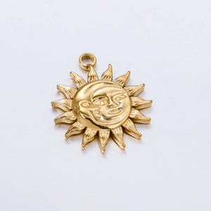 3pcs Stainless Steel Charms Sun Moon Face Pendants Vintage DIY Jewelry Making