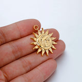 3pcs Stainless Steel Charms Sun Moon Face Pendants Vintage DIY Jewelry Making