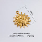 3pcs Stainless Steel Charms Sun Moon Face Pendants Vintage DIY Jewelry Making