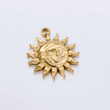 3pcs Stainless Steel Charms Sun Moon Face Pendants Vintage DIY Jewelry Making