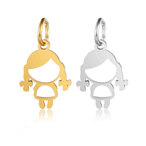 5pcs 11.5mm*18mm Little Girl Charm Pendant Stainless Steel DIY Jewelry Gift