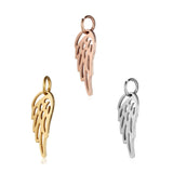 5pcs/Lot Stainless Steel Charm Feather Wing Pendant