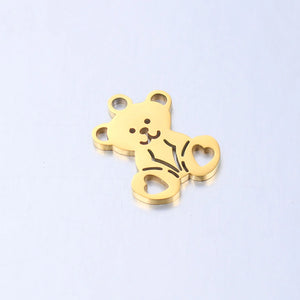 5pcs Stainless Steel Charms Bear Pendant DIY Jewelry Supplies