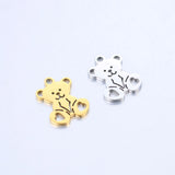5pcs Stainless Steel Charms Bear Pendant DIY Jewelry Supplies