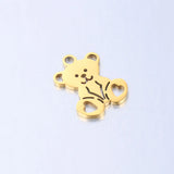 5pcs Stainless Steel Charms Bear Pendant DIY Jewelry Supplies