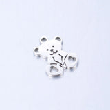 5pcs Stainless Steel Charms Bear Pendant DIY Jewelry Supplies