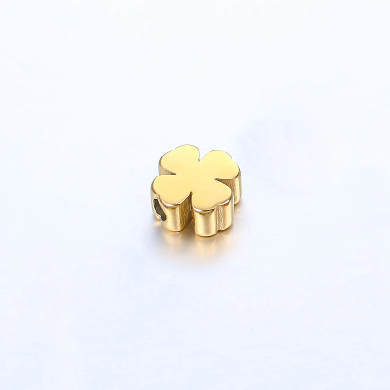 5pcs Stainless Steel Four Leaf Clover Bead Pendant Necklaces DIY Accessory