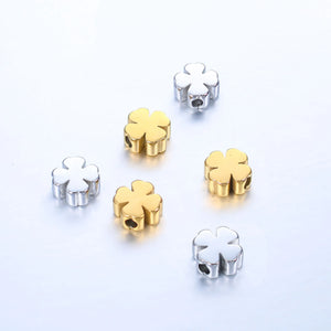 5pcs Stainless Steel Four Leaf Clover Bead Pendant Necklaces DIY Accessory