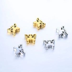 5pcs Stainless Steel Butterfly Hole Bead Pendant DIY Necklace