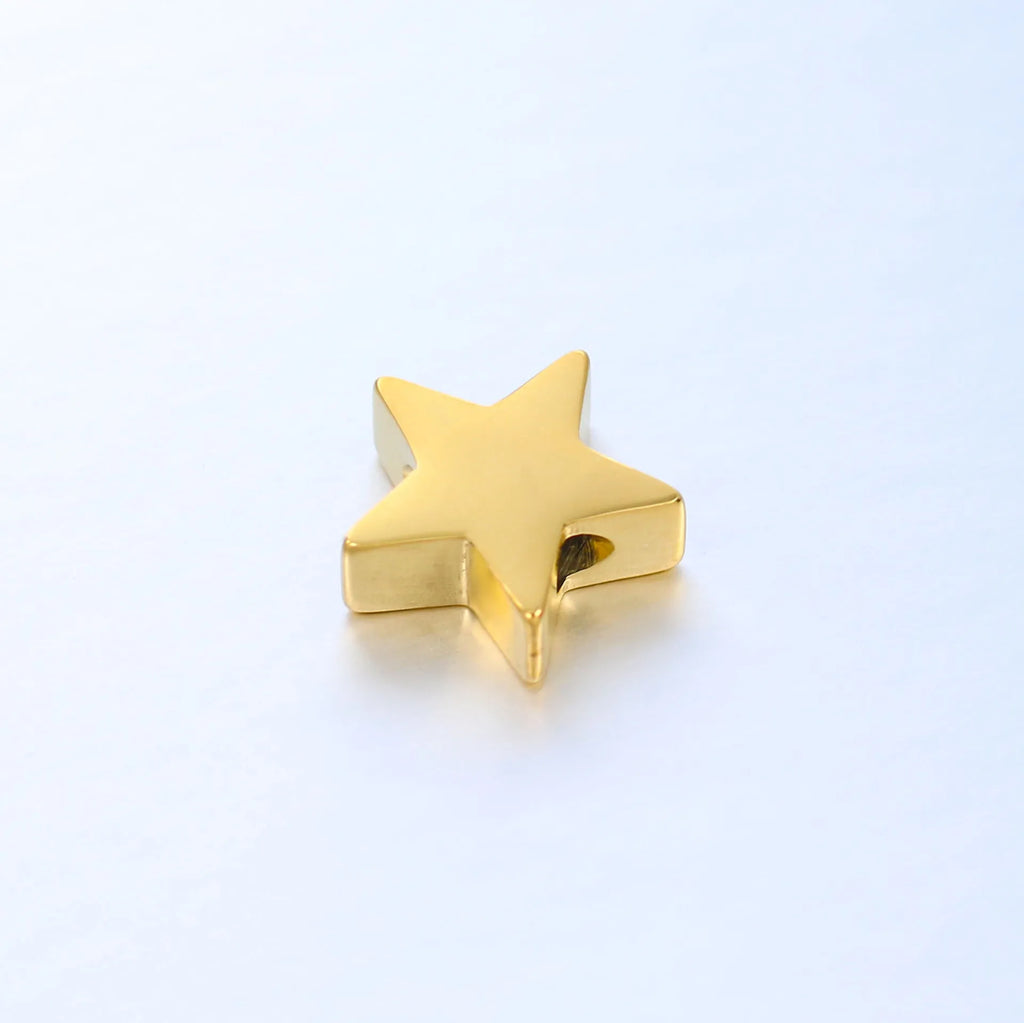5pcs Stainless Steel Pentagram Small Hole Bead Pendant