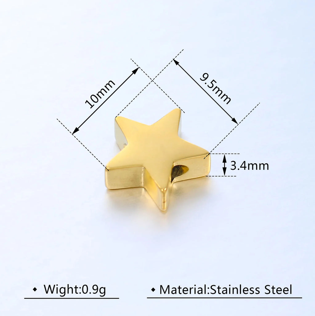 5pcs Stainless Steel Pentagram Small Hole Bead Pendant