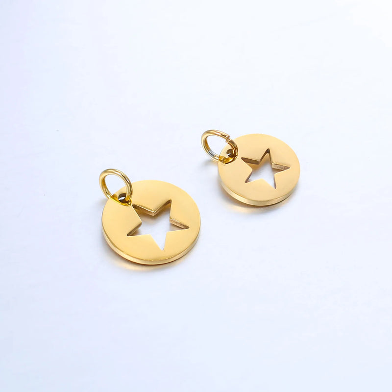5pcs Stainless Steel Hollow Star Charms Pendant DIY Jewelry Making