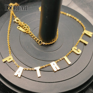 DOREMI 10MM Stainless Letter Necklace Name Pendant Necklaces