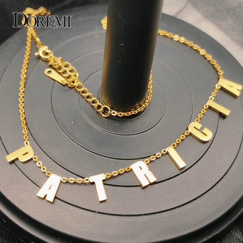 DOREMI 10MM Stainless Letter Necklace Name Pendant Necklaces