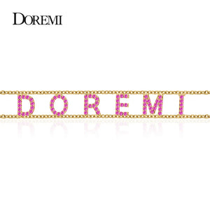 Personalized Zircon Choker Crystal Name Necklace with 9mm Letters