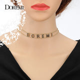 Personalized Zircon Choker Crystal Name Necklace with 9mm Letters