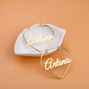 Doremi 50mm Personalized Name Heart Earrings for Women