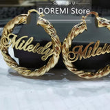 DOREMI 55mm Sexy Name Earrings Customizable Number Logo Customize Earrings Hoops