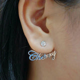 DOREMI 6MM Round Zircon Name Earrings Studs Stainless Nameplate Earrings