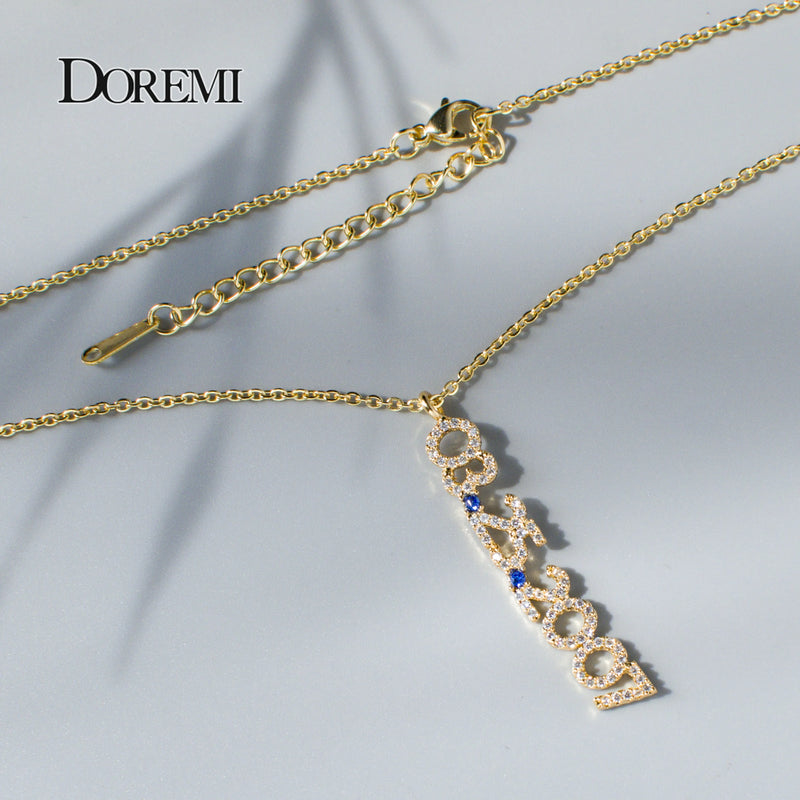 Doremi 6mm Number Necklace Personalized Nameplate Birthstone Chain for Women