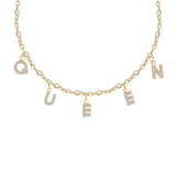 6mm Zircon Name Necklace for Women Girl Personalized Crystal Choker