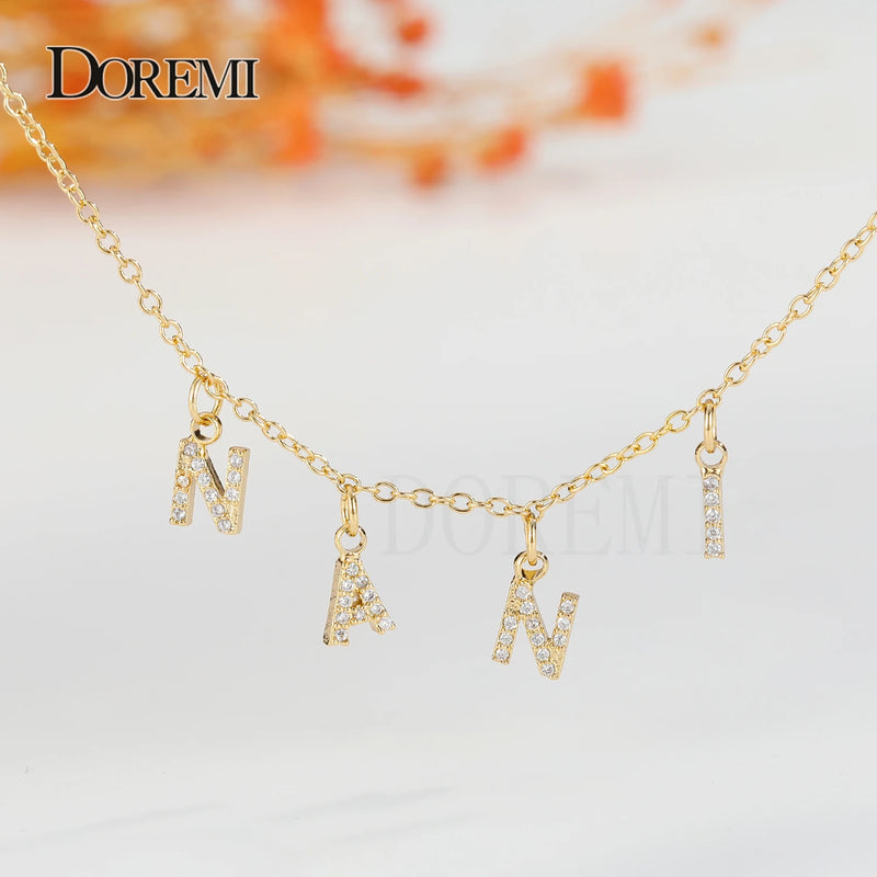 6mm Zircon Name Necklace for Women Girl Personalized Crystal Choker