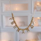 Doremi 6mm Zircon Pave Letter Necklace Personalized Name Necklaces