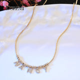 Doremi 6mm Zircon Pave Letter Necklace Personalized Name Necklaces