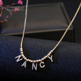 Doremi 6mm Zircon Pave Letter Necklace Personalized Name Necklaces