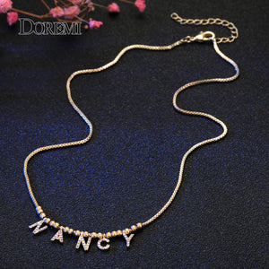 Doremi 6mm Zircon Pave Letter Necklace Personalized Name Necklaces