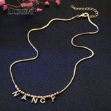 Doremi 6mm Zircon Pave Letter Necklace Personalized Name Necklaces