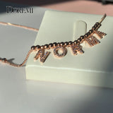 Doremi 6mm Zircon Pave Letter Necklace Personalized Name