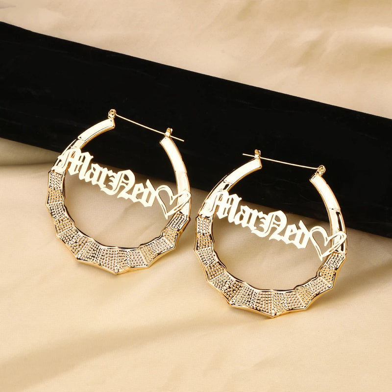 Doremi 70mm Hiphop Bamboo Hoop Earrings
