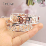 Doremi 9MM Zircon Name Bangles Personalized Letters/Numbers Bracelet