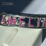 DOREMI 9mm Crystal Hollow Name Bangle with Stone Bar Bracelet
