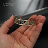 DOREMI 9mm Crystal Hollow Name Bangle with Stone Bar Bracelet