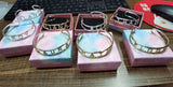 DOREMI 9mm Letter Crystal Hollow Name Bangle with stone Bar Bracelet