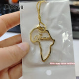 DOREMI Africa Map Personaliz Name Necklace for Women Jewelry