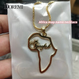 DOREMI Africa Map Personaliz Name Necklace for Women Jewelry