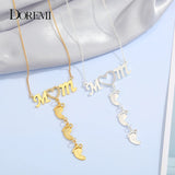DOREMI Baby Feet Drop Pendant Necklace LOVE MOM Birthdate Personalized CZ Heart
