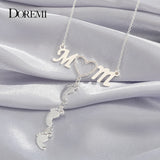 DOREMI Baby Feet Drop Pendant Necklace LOVE MOM Birthdate Personalized CZ Heart