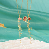 DOREMI Birthflower Necklace with Name Personalized Goldplated Letter Necklace
