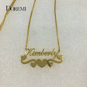 DOREMI Box Chain Name Necklace with Heart Personalized Symbol Necklaces