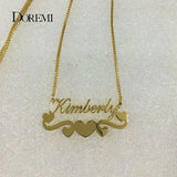 DOREMI Box Chain Name Necklace with Heart Personalized Symbol Necklaces