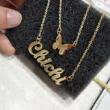 Personalized DOREMI Christmas Butterfly Name Necklace Stainless Steel