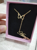 Personalized DOREMI Christmas Butterfly Name Necklace Stainless Steel
