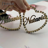 Colorful Zircon Letter Earrings Heart Hoop Earrings for Mother's Gift
