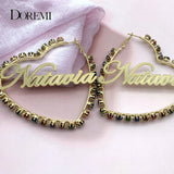 Colorful Zircon Letter Earrings Heart Hoop Earrings for Mother's Gift